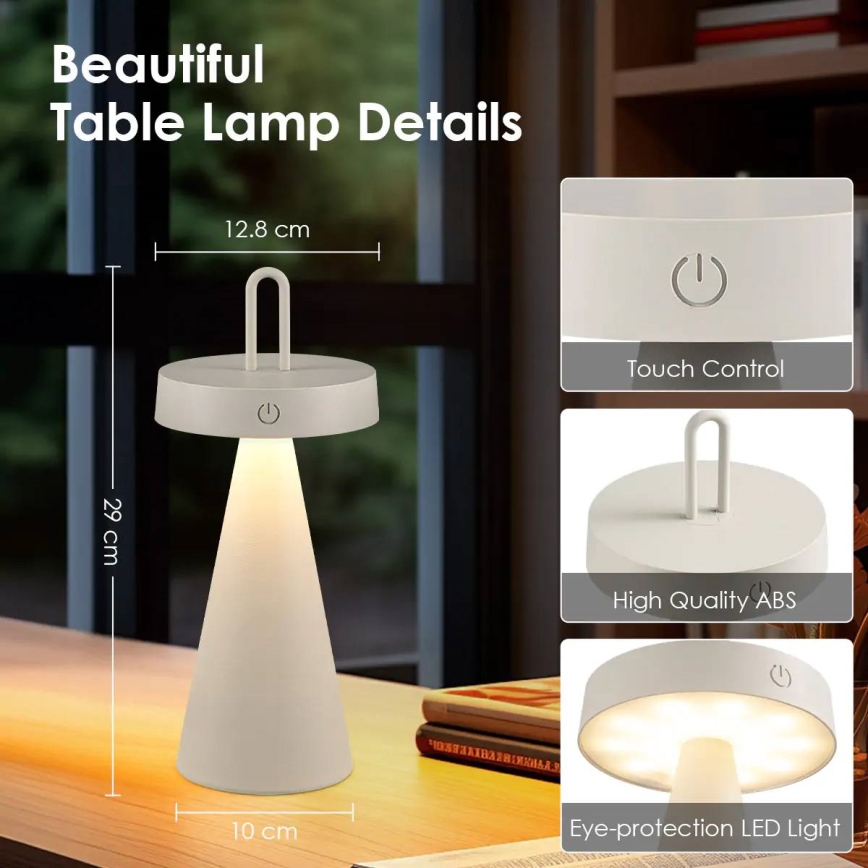 LED stmievateľná vonkajšia nabíjacia dotyková stolná lampa HALO LED/1,5W/3,7V 3000 mAh IP44 sivá