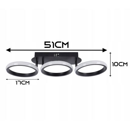 Stmievateľné LED stropné svietidlo LED/30W/230V 3000-6500K čierna Wi-Fi Tuya + diaľkové ovládanie