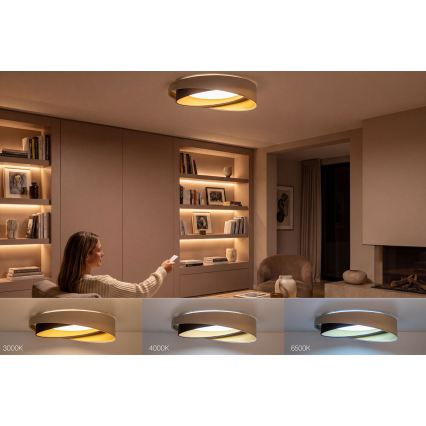 Stmievateľné LED stropné svietidlo SMART GALAXY MODERN LED/24W/230V 3000-6500K priemer 55 cm béžová/hnedá/zlatá + diaľkové ovládanie