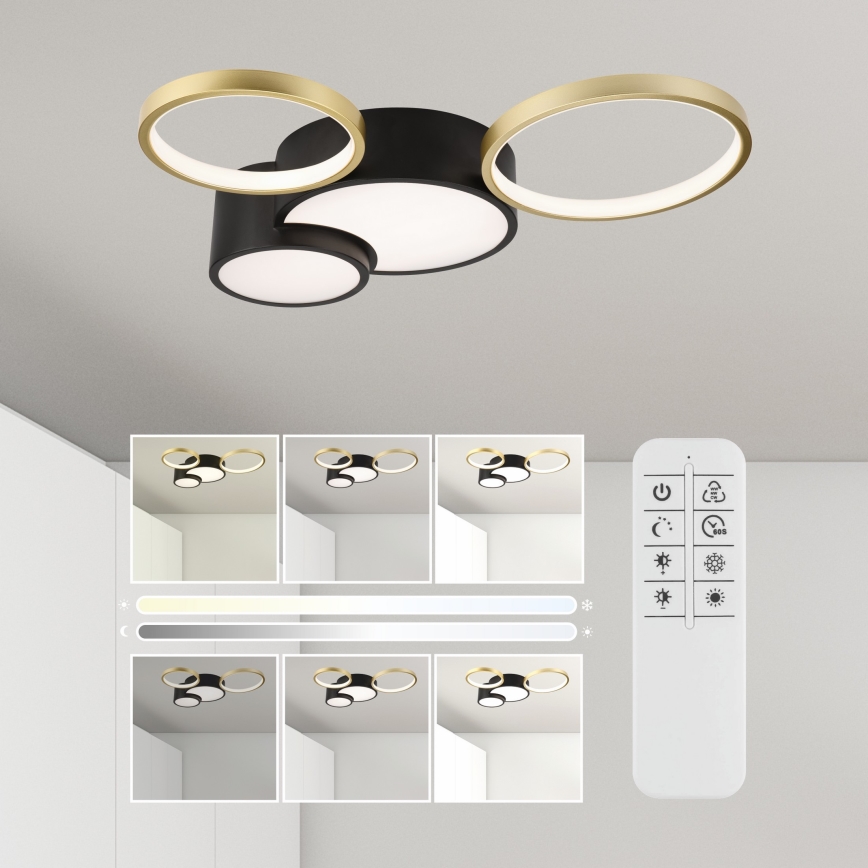 Stmievateľné stropné svietidlo ALIZEE LED/30W/230V 3000-6500K čierna/zlatá