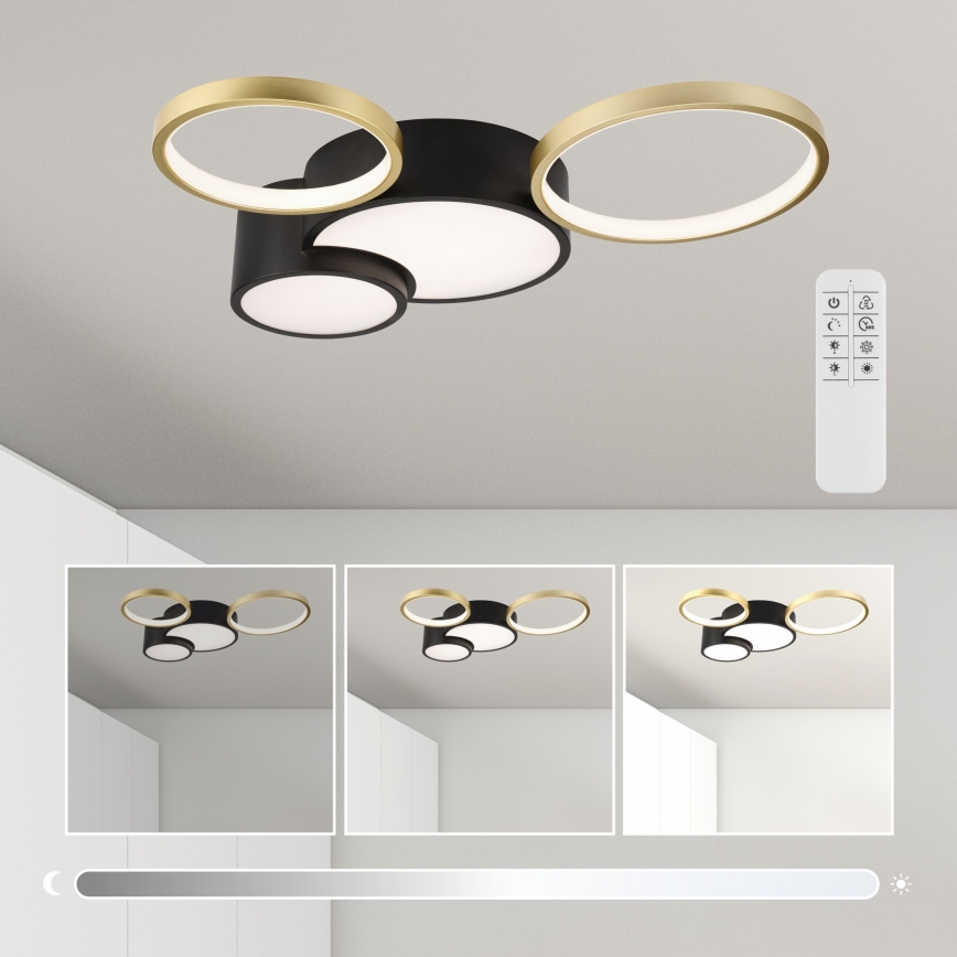 Stmievateľné stropné svietidlo ALIZEE LED/30W/230V 3000-6500K čierna/zlatá