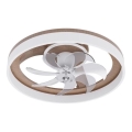 Stmievateľné stropné svietidlo s ventilátorom LED/40W/230V 3000-6500K priemer 50 cm hnedá/biela + diaľkové ovládanie