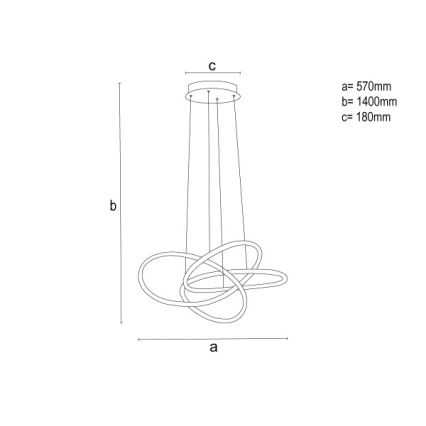 LED stmievateľný luster na lanku LED/95W/230V 3000-6500K pr. 57 cm + diaľkové ovládanie