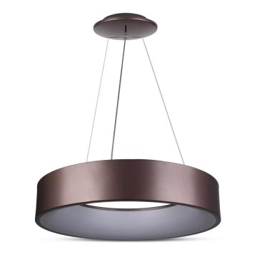 Svietidlo visí zo stropu. Je to okrúhle, bronzovo-hnedé s vnútorným bielym difúzorom. Svietidlo je zavesené na tenkých kábloch.