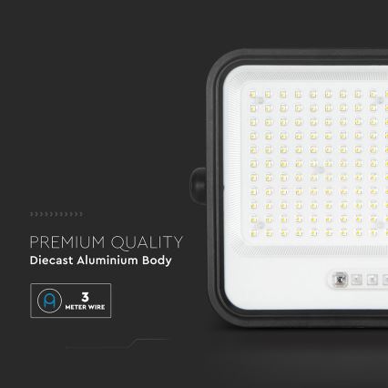 LED stmievateľný solárny reflektor LED/400W/3,2V 2000-8000K IP65 20000 mAh čierna + diaľkové ovládanie