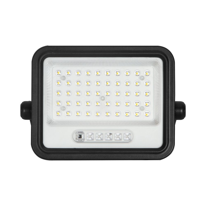 LED stmievateľný solárny reflektor 100 W / 3,2 V / 2000–8000 K / IP65 / 5000 mAh, čierny, s diaľkovým ovládaním