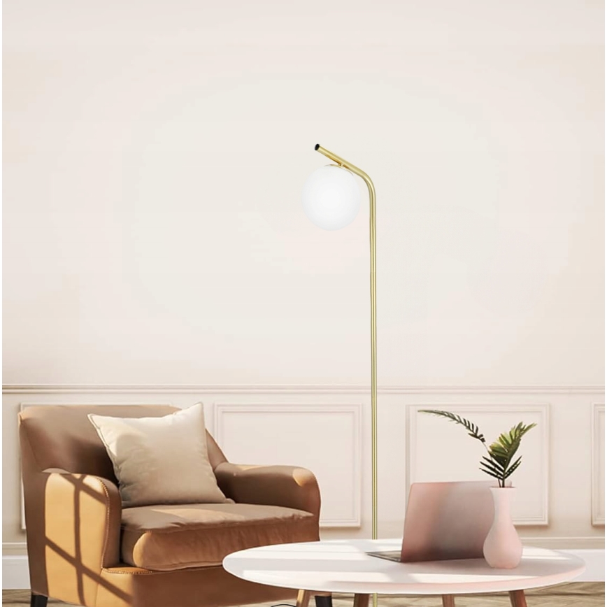 Stojacia lampa 1xE27/40W/230V zlatá/biela