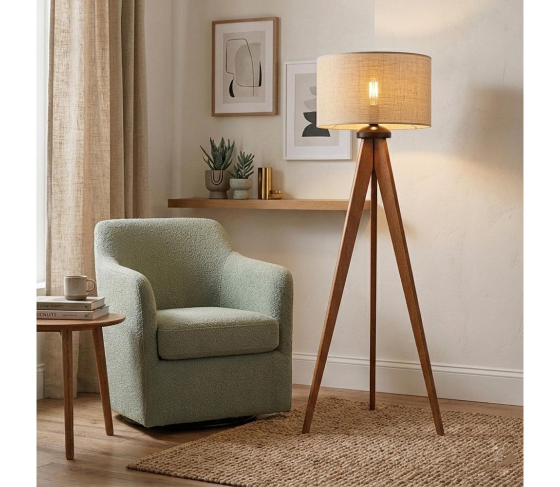 Stojacia lampa AIDA 1xE27/15W/230V dub/rafia LP-1.98/DĄB RUSTIK/RAFFIA