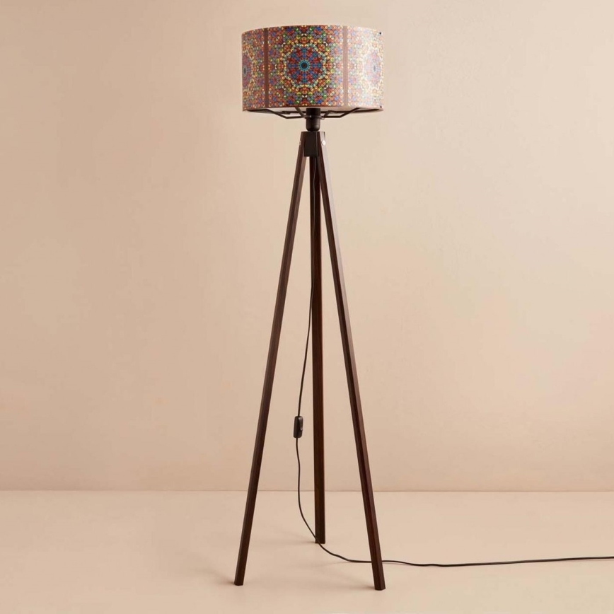 Stojacia lampa AYD 1xE27/40W/230V hnedá/pestrofarebná