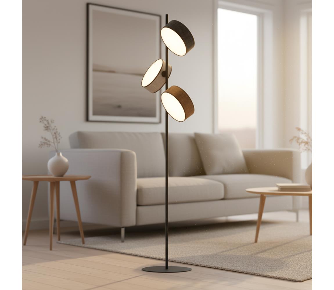 EMIBIG Stojacia lampa DRUMZ 3xE14/10W/230V čierna/hnedá/šedá 1566/LP3