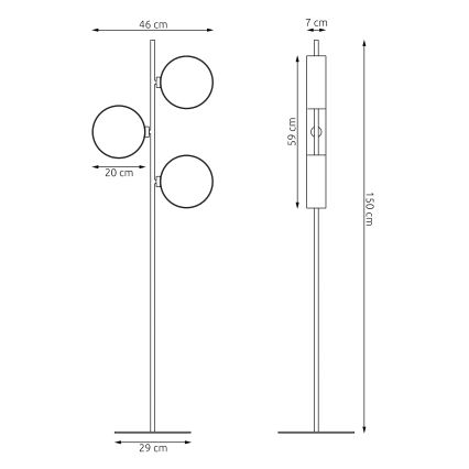 Stojacia lampa DRUMZ 3xE14/10W/230V čierna/hnedá/šedá