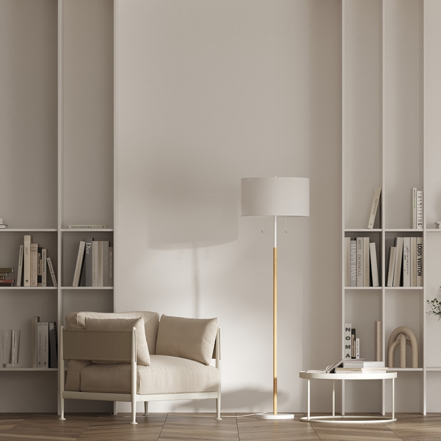 Stojacia lampa FOGO 2xE27/15W/230V biela/béžová