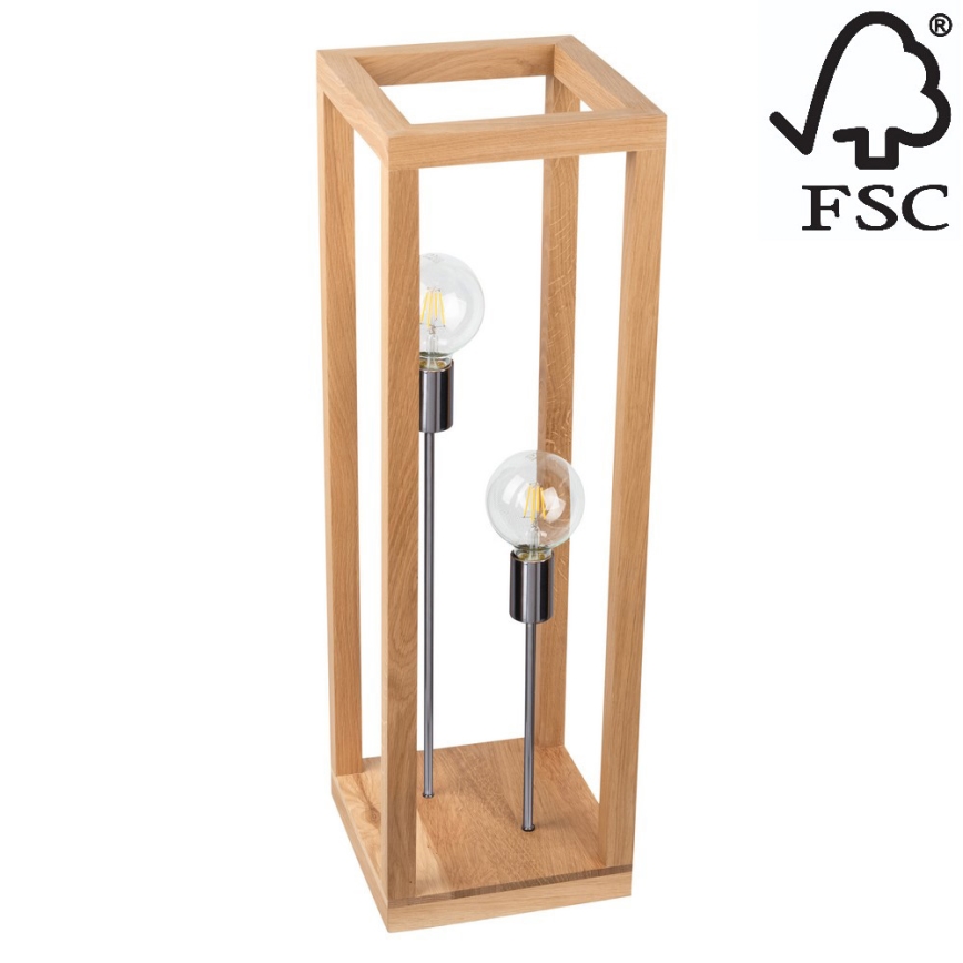 Stojacia lampa KAGO 2xE27/60W/230V matný dub – FSC certifikované