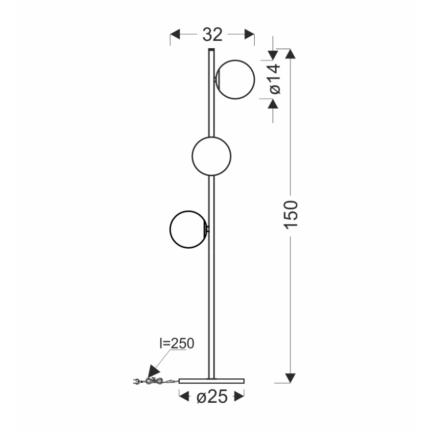 Stojacia lampa KAMA 3xG9/28W/230V čierna/dymová čierna