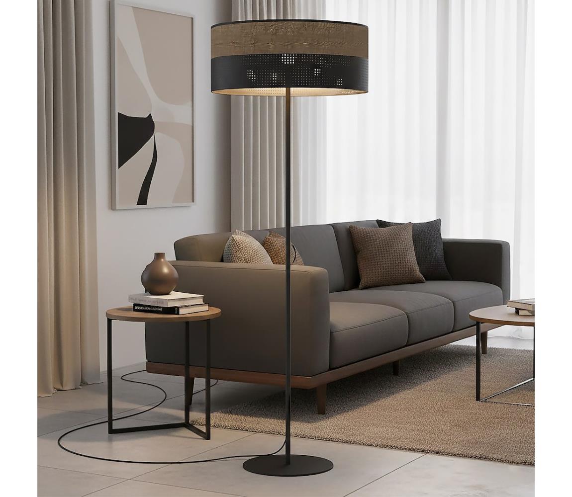 EMIBIG Stojacia lampa KARBON 1xE27/15W/230V čierna/hnedá 1653/LP1