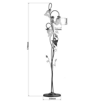 Stojacia lampa KATERINA 3xE14/40W/230V muránske sklo