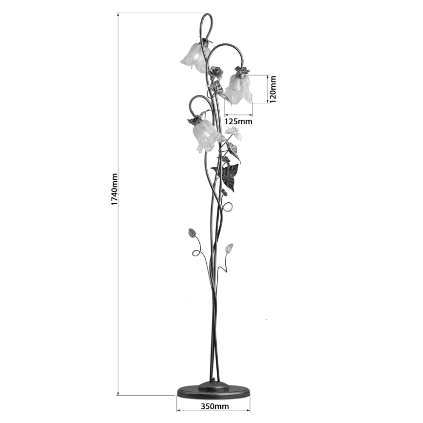 Stojacia lampa KATERINA 3xE14/40W/230V muránske sklo
