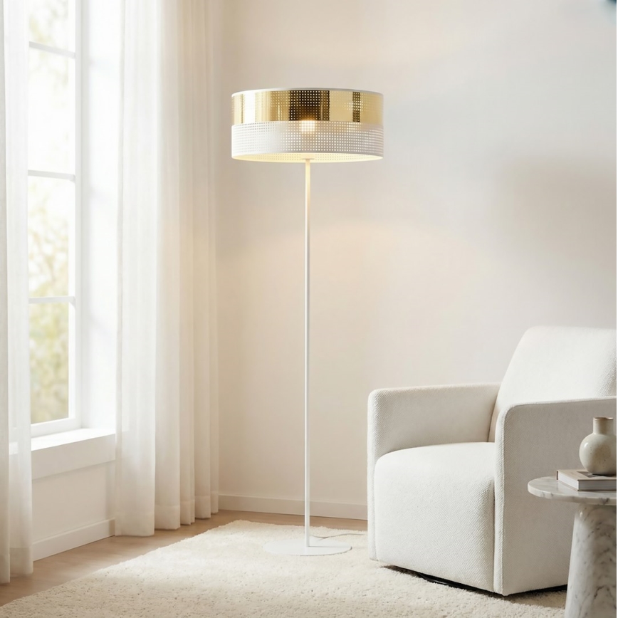 Stojacia lampa LUX 1xE27/15W/230V biela/zlatá