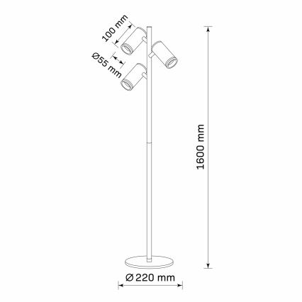Stojacia lampa PARIS 3xGU10/12W/230V čierna