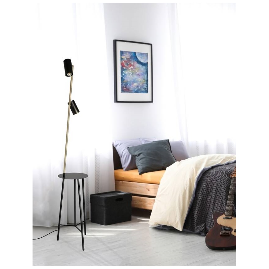 Stojacia lampa PERRET 2xGU10/15W/230V čierna/zlatá