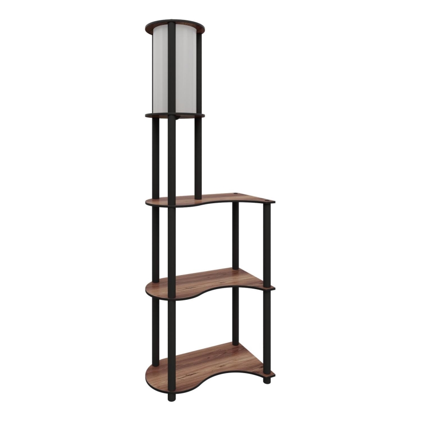 Stojacia lampa s poličkami 1xE27/40W/230V 140 cm čierna/hnedá