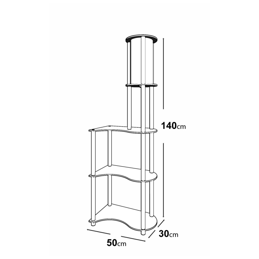Stojacia lampa s poličkami 1xE27/40W/230V 140 cm čierna/hnedá