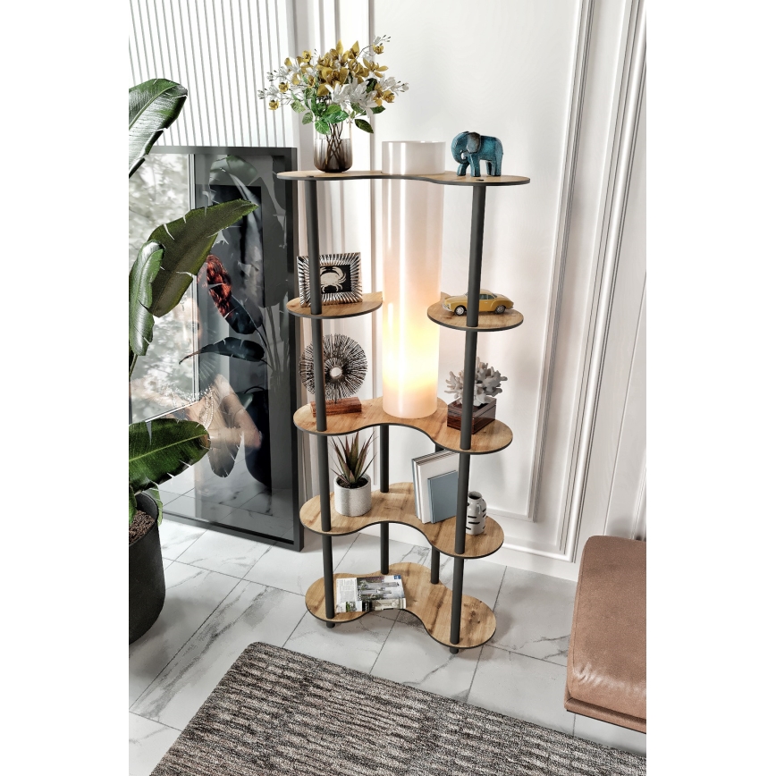 Stojacia lampa s poličkami 1xE27/40W/230V 150 cm čierna/béžová