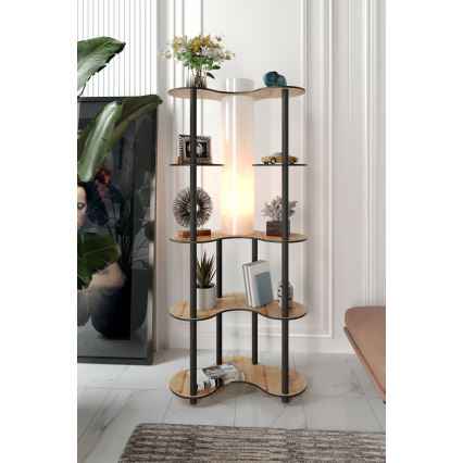 Stojacia lampa s poličkami 1xE27/40W/230V 150 cm čierna/béžová