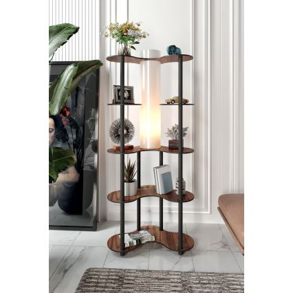 Stojacia lampa s poličkami 1xE27/40W/230V 150 cm čierna/hnedá