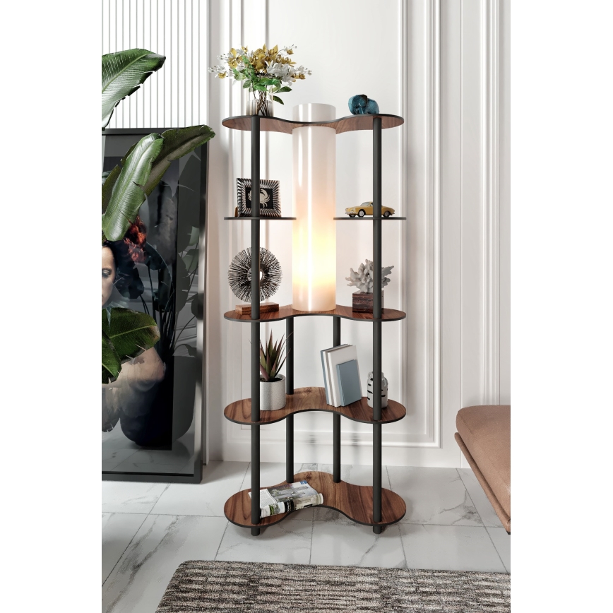 Stojacia lampa s poličkami 1xE27/40W/230V 150 cm čierna/hnedá