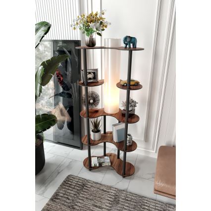 Stojacia lampa s poličkami 1xE27/40W/230V 150 cm čierna/hnedá