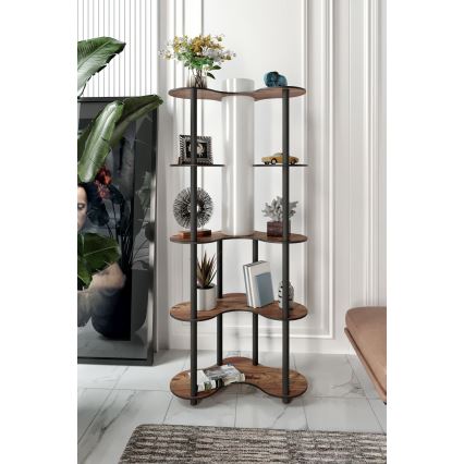 Stojacia lampa s poličkami 1xE27/40W/230V 150 cm čierna/hnedá