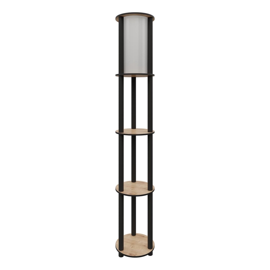 Stojacia lampa s poličkami 1xE27/40W/230V 150 cm čierna/hnedá