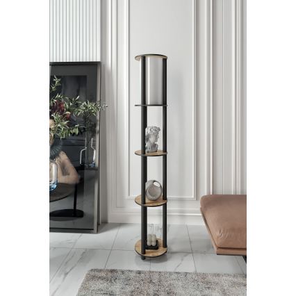 Stojacia lampa s poličkami 1xE27/40W/230V 150 cm čierna/hnedá