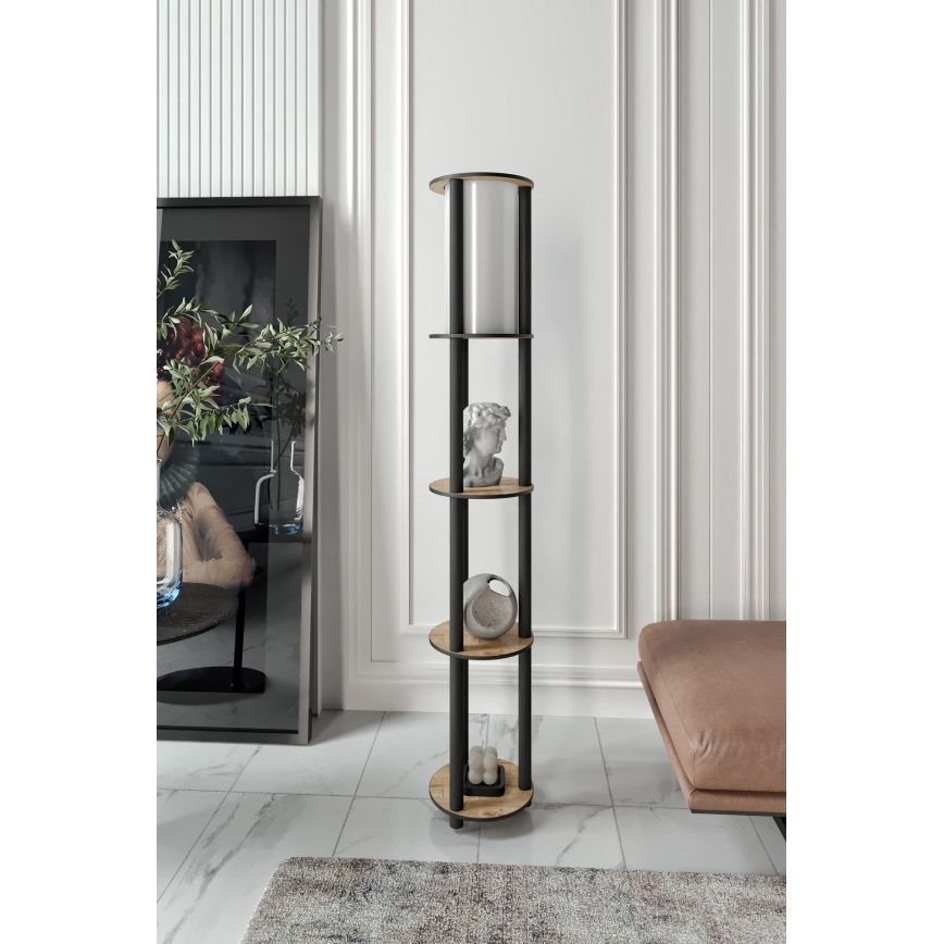 Stojacia lampa s poličkami 1xE27/40W/230V 150 cm čierna/hnedá