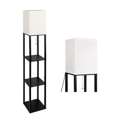 Stojacia lampa s poličkami 1xE27/60W/230V čierna/biela