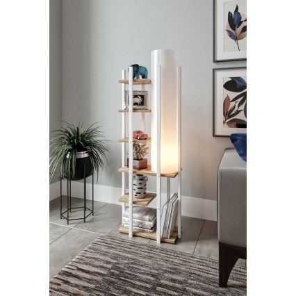 Stojacia lampa s poličkami MODA DOR 1xE27/40W/230V biela/hnedá