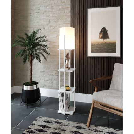Stojacia lampa s poličkami NORA 1xE27/40W/230V biela