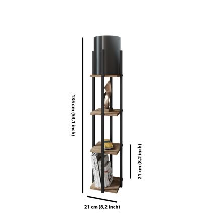 Stojacia lampa s poličkami NORA 1xE27/40W/230V čierna/hnedá