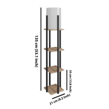 Stojacia lampa s poličkami NORA 1xE27/40W/230V čierna/hnedá