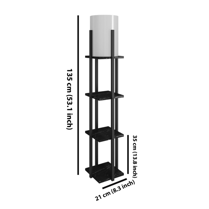 Stojacia lampa s poličkami NORA 1xE27/40W/230V čierna
