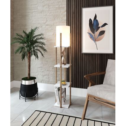 Stojacia lampa s poličkami NORA 1xE27/40W/230V hnedá/biela