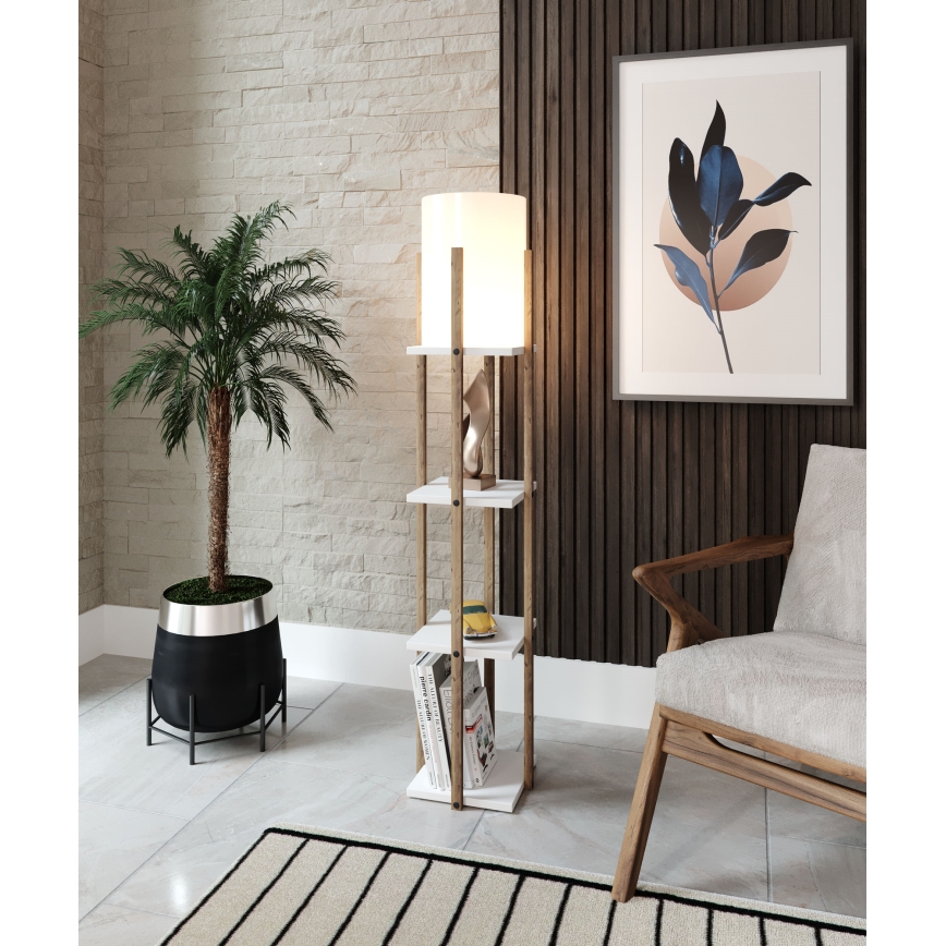 Stojacia lampa s poličkami NORA 1xE27/40W/230V hnedá/biela