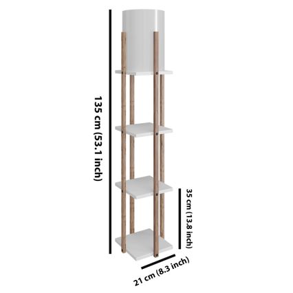 Stojacia lampa s poličkami NORA 1xE27/40W/230V hnedá/biela