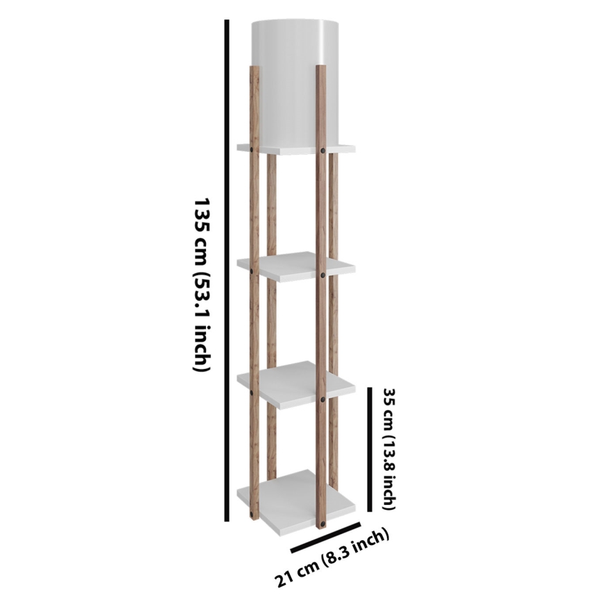 Stojacia lampa s poličkami NORA 1xE27/40W/230V hnedá/biela