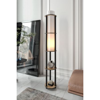 Stojacia lampa s poličkami NOTO 1xE27/40W/230V béžová/čierna