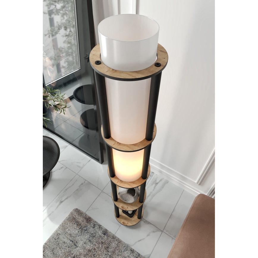 Stojacia lampa s poličkami NOTO 1xE27/40W/230V béžová/čierna
