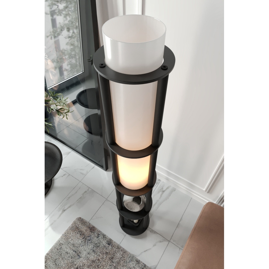Stojacia lampa s poličkami NOTO 1xE27/40W/230V čierna