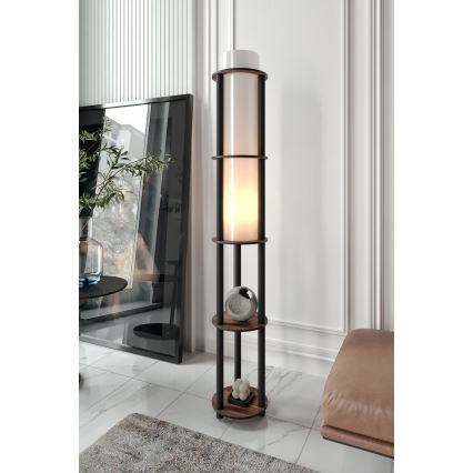 Stojacia lampa s poličkami NOTO 1xE27/40W/230V hnedá/čierna