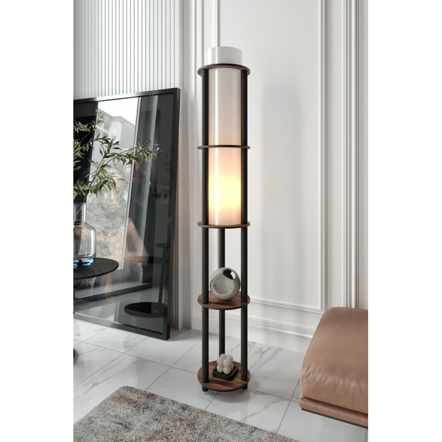 Stojacia lampa s poličkami NOTO 1xE27/40W/230V hnedá/čierna